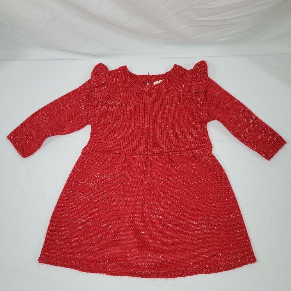 Jessica Simpson Size 12 Months Girls Red Knit Longsleeve Dress